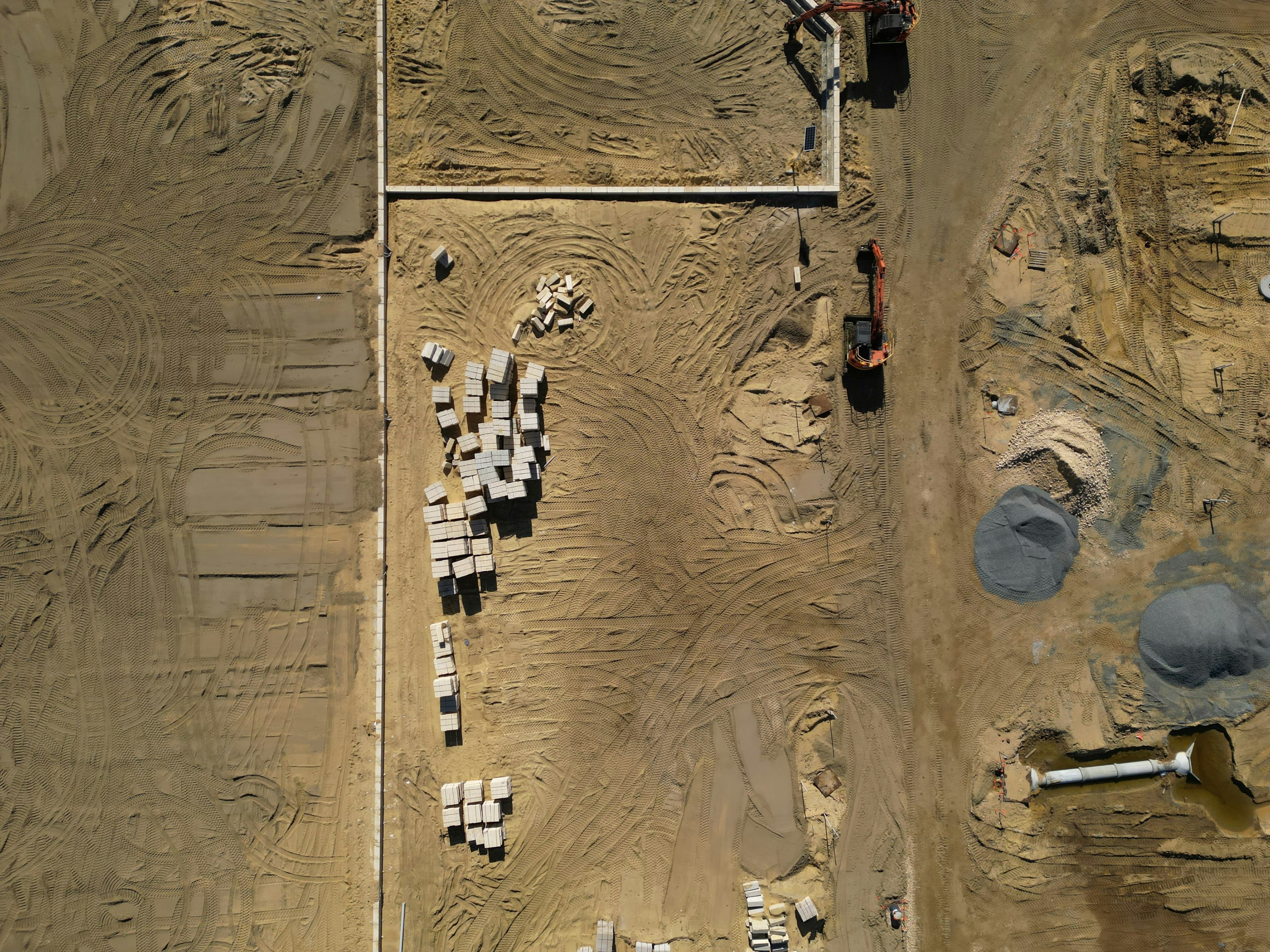 Aerial view of construction earthworks site